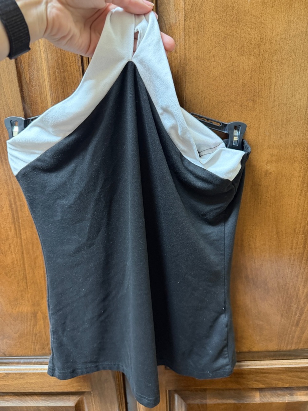 Strapless Black Top with Light Gray Trim